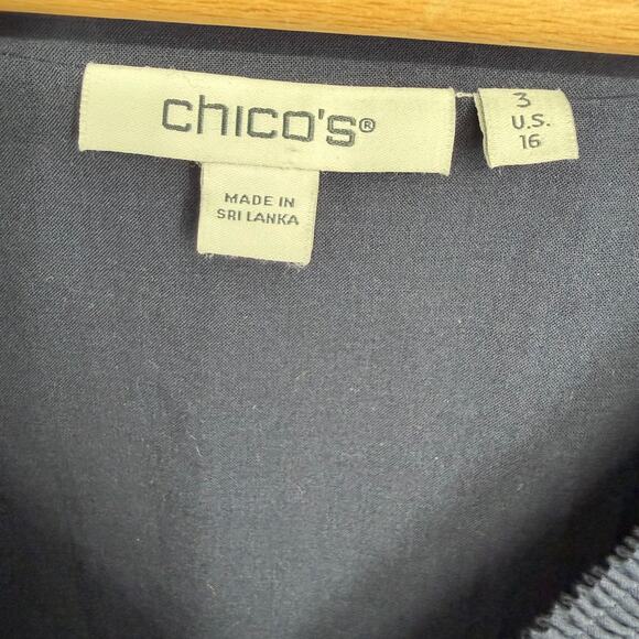 Chico’s Dress Women 16 Navy Eyelet Lace Tiered Feminine Romantic Coastal Grandma - Picture 6 of 9